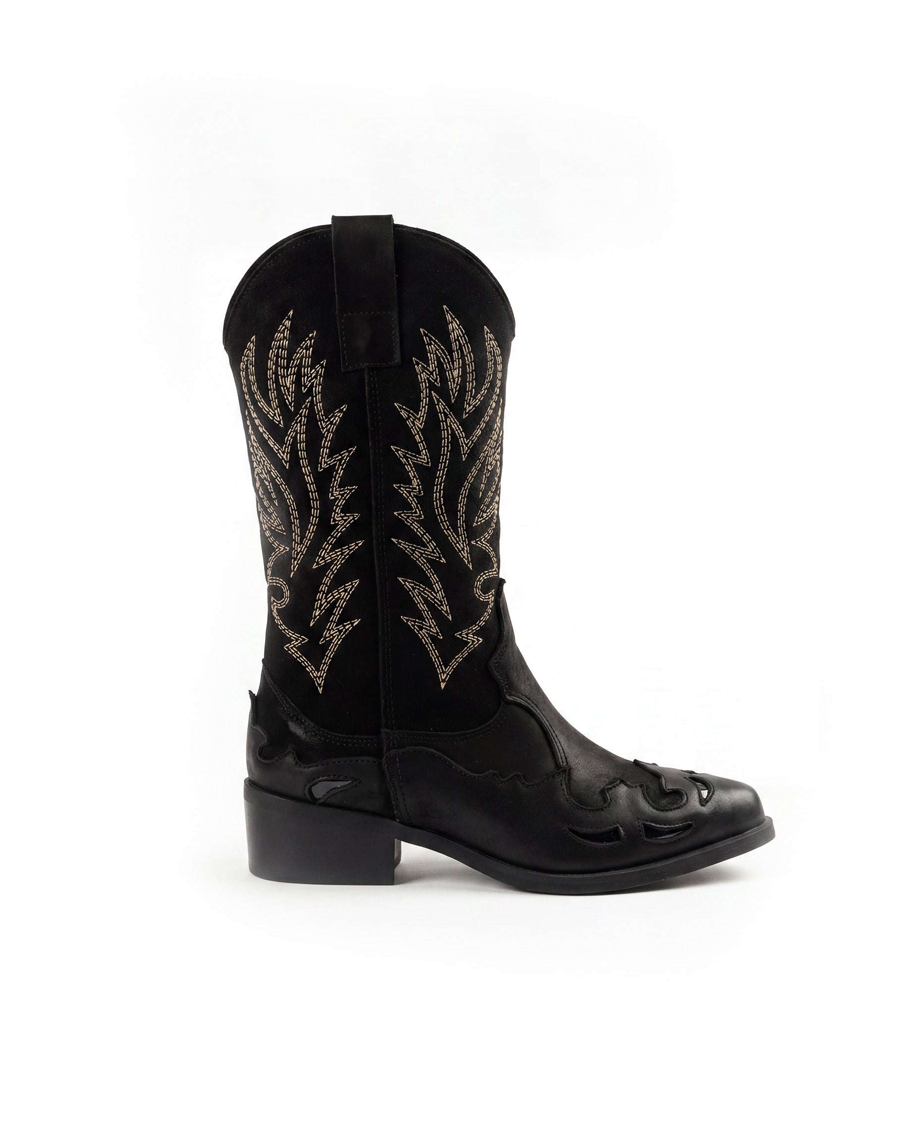 Jammers Kids Stivale Nero Nabuk con Ricami per Bambine
