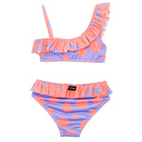 EffeK Costume Bikini Fantasia Pois Viola/Pesca per Bambine (retro)