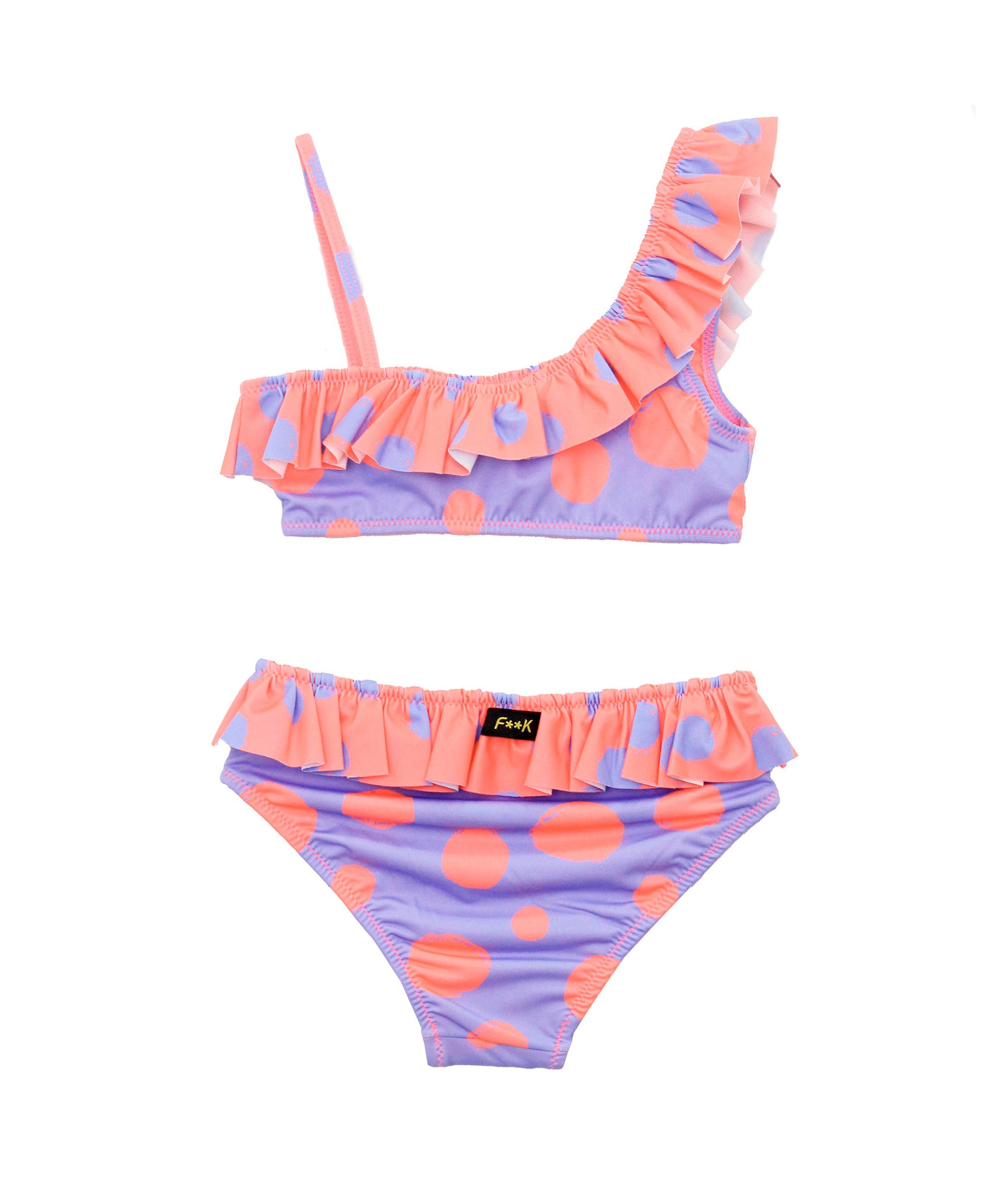 EffeK Costume Bikini Fantasia Pois Viola/Pesca per Bambine (retro)