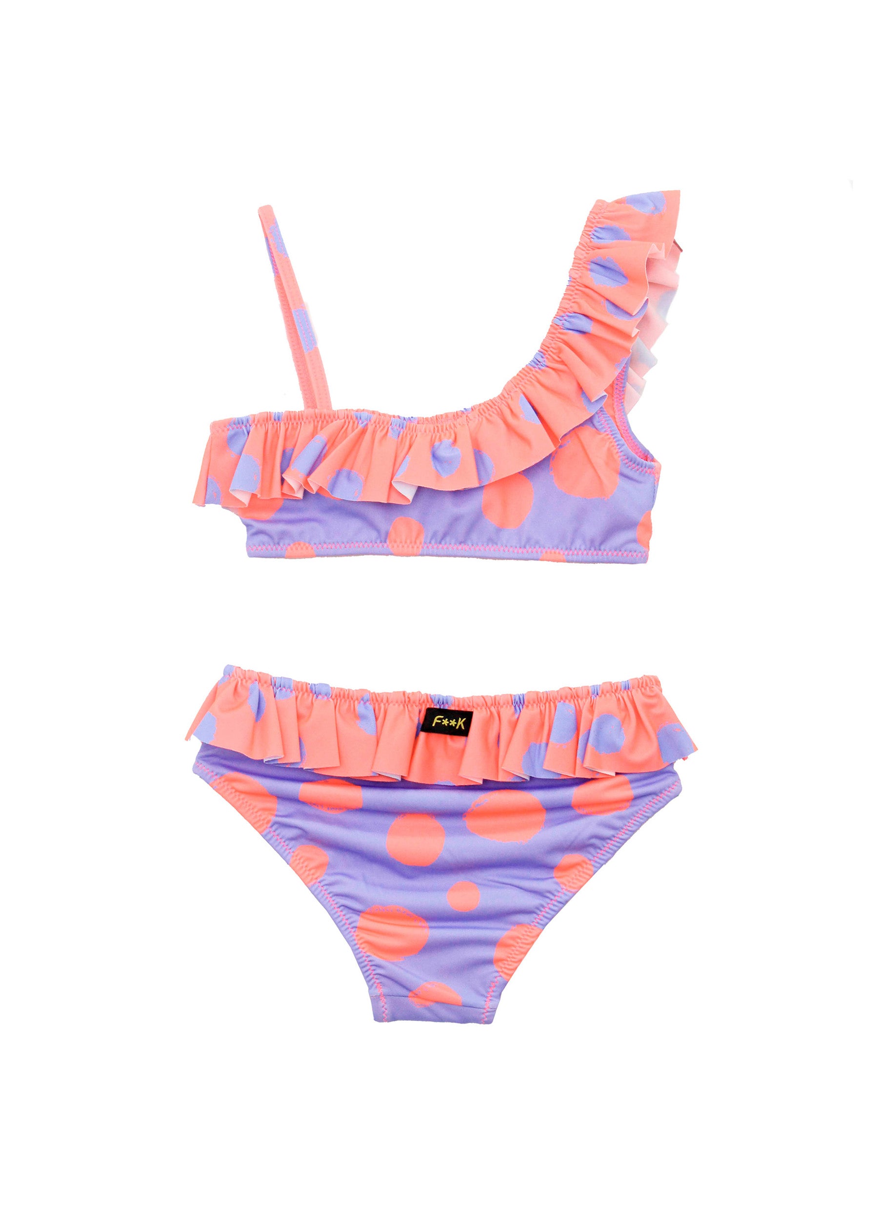 EffeK Costume Bikini Fantasia Pois Viola/Pesca per Bambine (retro)