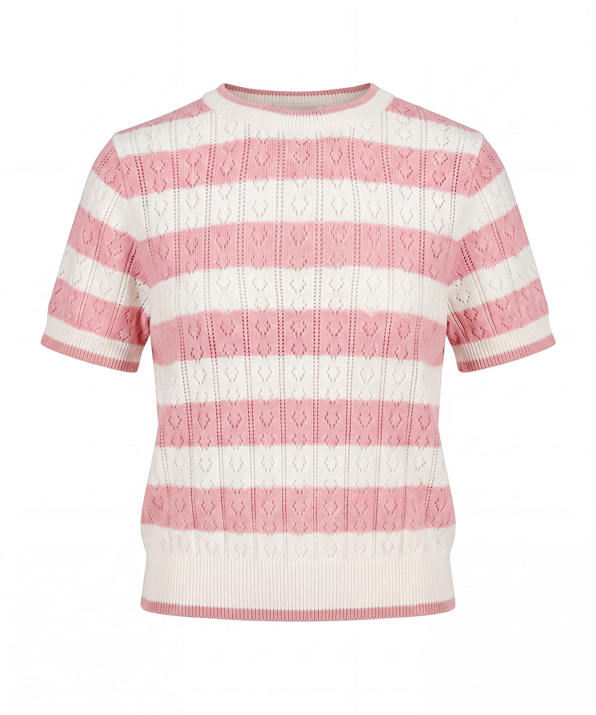 Vicolo Kids T-Shirt a Righe Bianco e Rosa in Maglia per Bambine