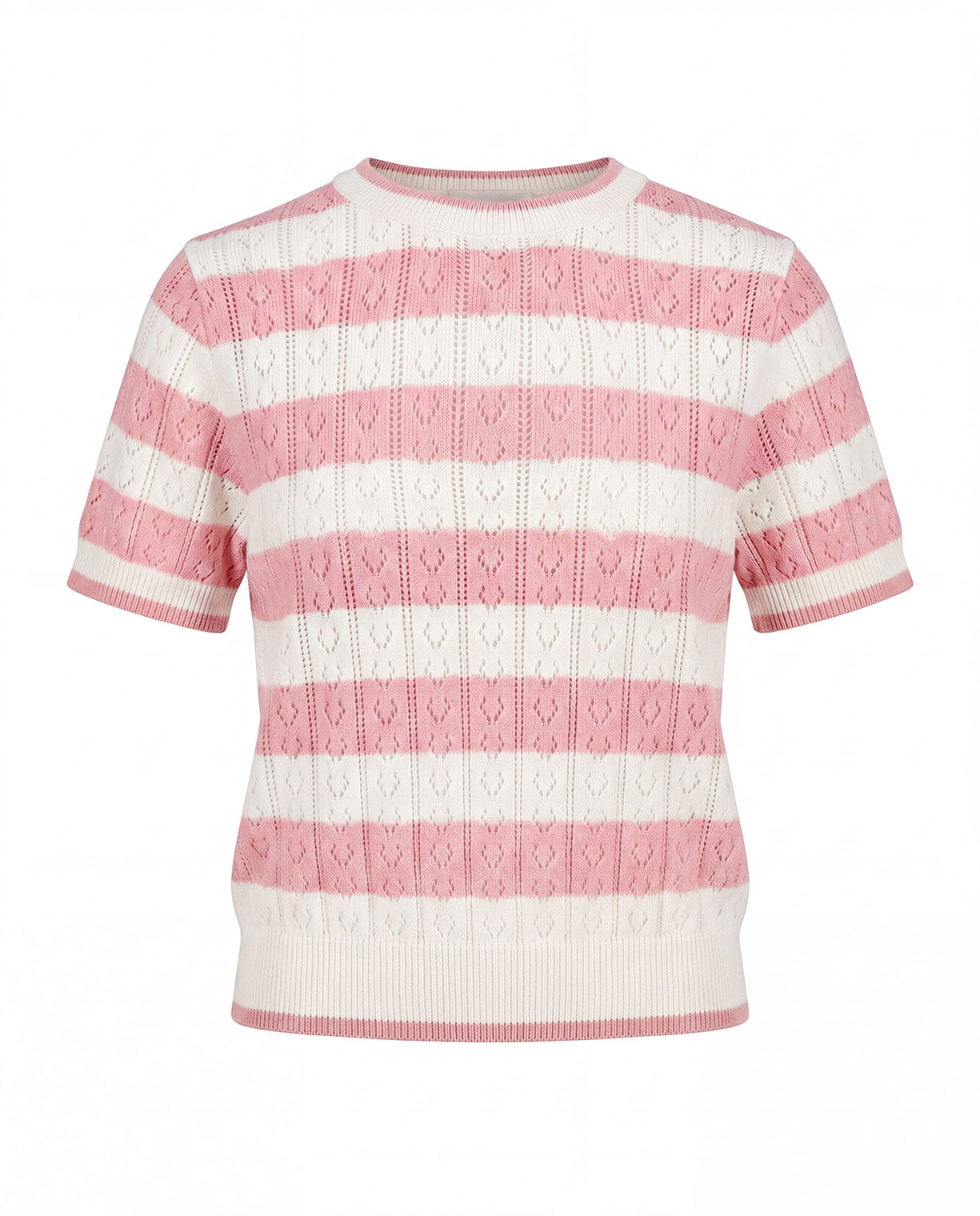 Vicolo Kids T-Shirt a Righe Bianco e Rosa in Maglia per Bambine