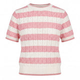 Vicolo Kids T-Shirt a Righe Bianco e Rosa in Maglia per Bambine