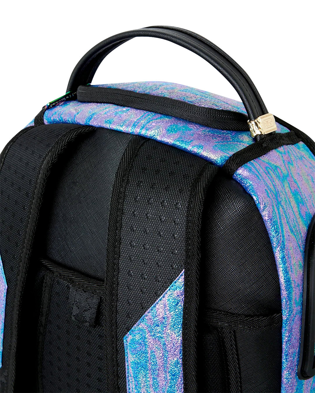 Sprayground Kids Zaino Think On It Unisex Iridescente Azzurro e Viola con Shark Mouth in Rilievo Nero