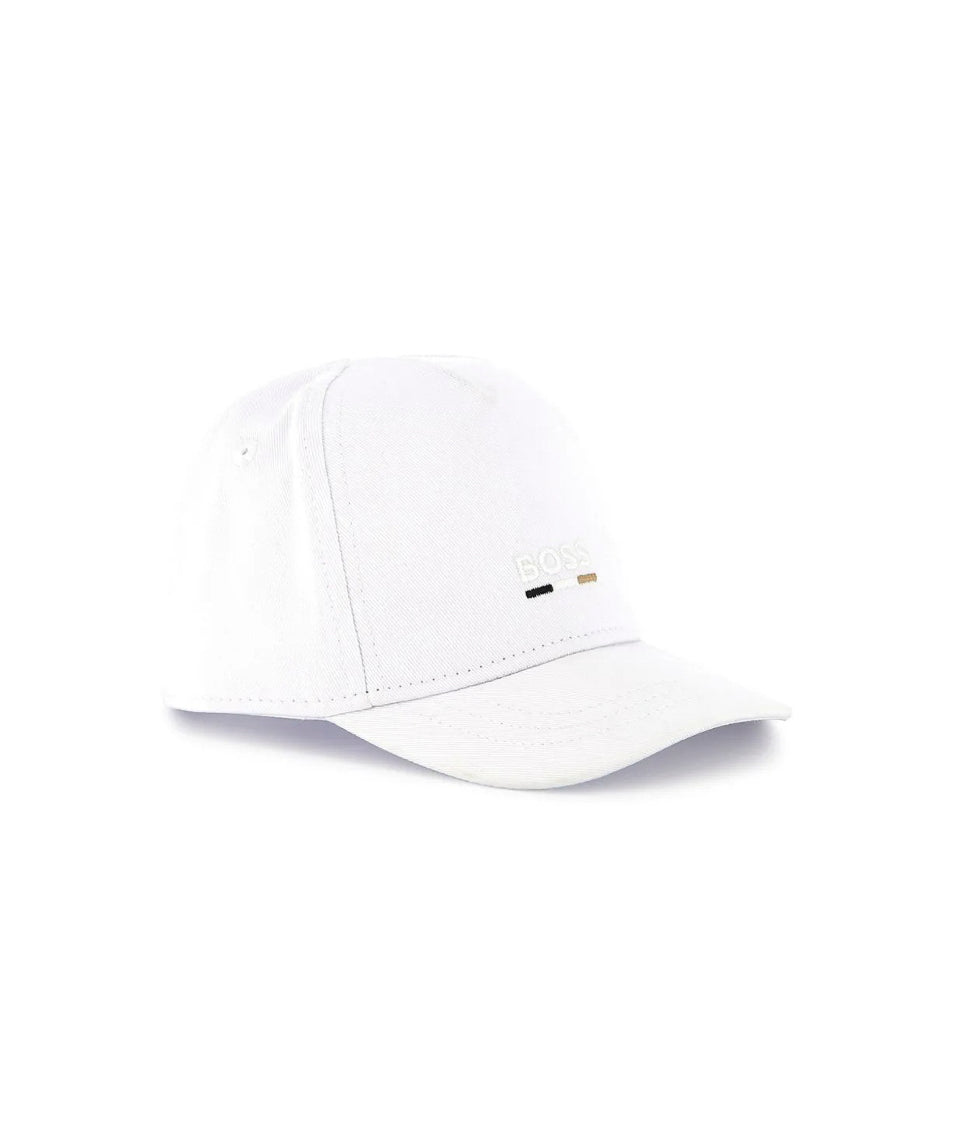 Boss Kids Cappello Bianco con Ricamo Logo per Bambini