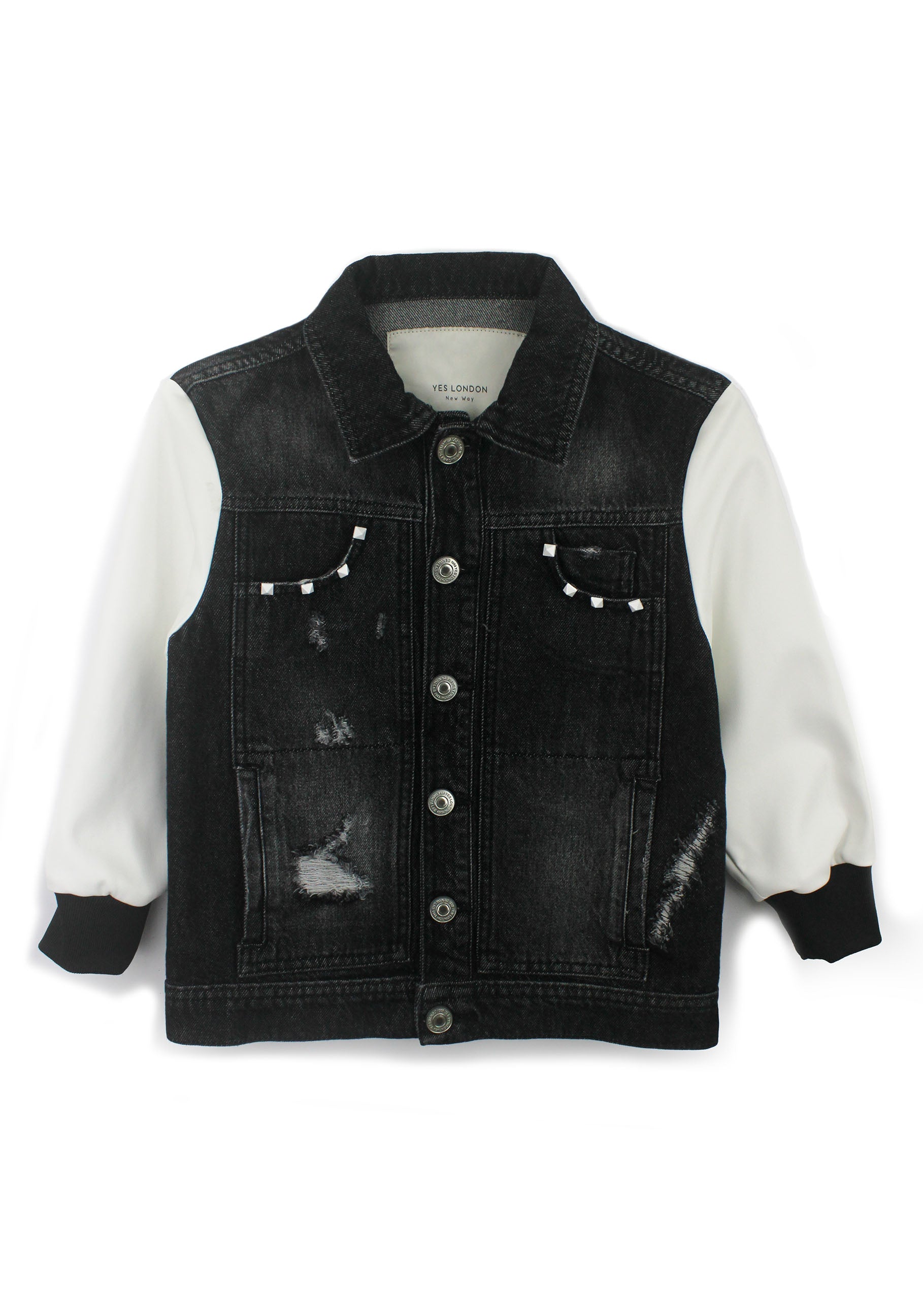 Yes London Giubbino Denim Nero/Panna per Bambini