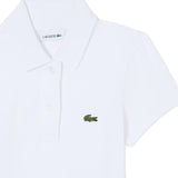 Lacoste Kids Polo Bianco con Collo Smerlato e Ricamo Logo per Bambine