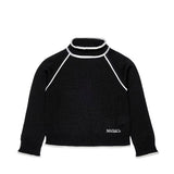 Max&Co Kids Dolcevita in Maglia Nero con Profili a Contrasto e Logo per Bambine