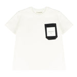 Yes London Kids T-Shirt Bianco con Tasca e Logo per Bambini