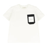 Yes London Kids T-Shirt Bianco con Tasca e Logo per Bambini