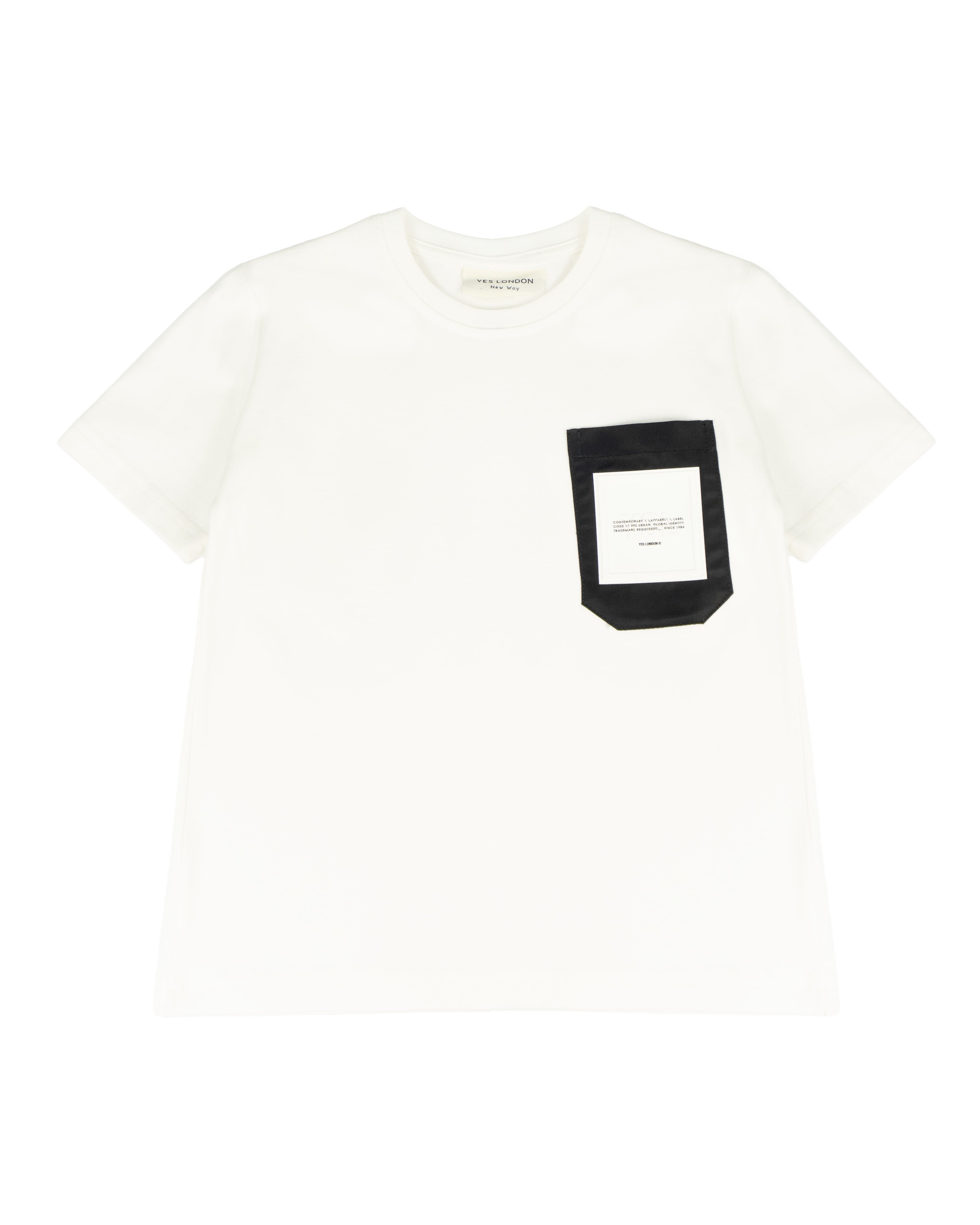 Yes London Kids T-Shirt Bianco con Tasca e Logo per Bambini