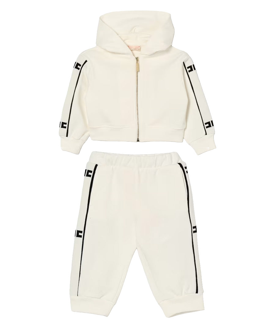 Elisabetta Franchi La Mia Bambina Completo Felpa+Pantalone con Bande Logate per Neonate