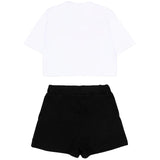 Barrow Kids Completo Bianco e Nero con Stampa Rosa per Neonate