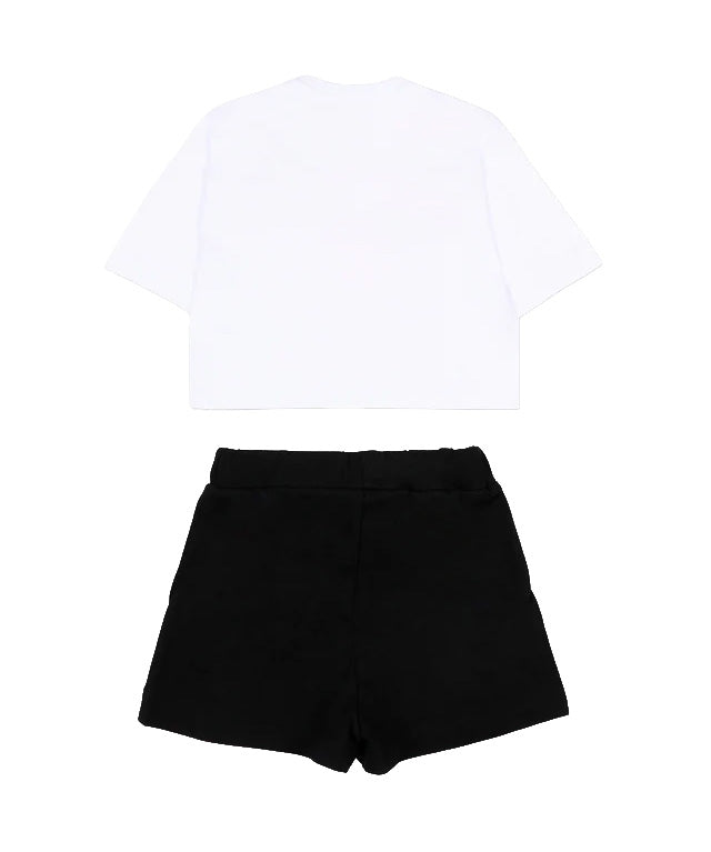 Barrow Kids Completo Bianco e Nero con Stampa Rosa per Neonate