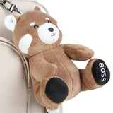 BOSS Kids Borsa Fasciatoio Beige con Logo Ricamato, Tracolla e Portachiavi Orsetto per Neonati