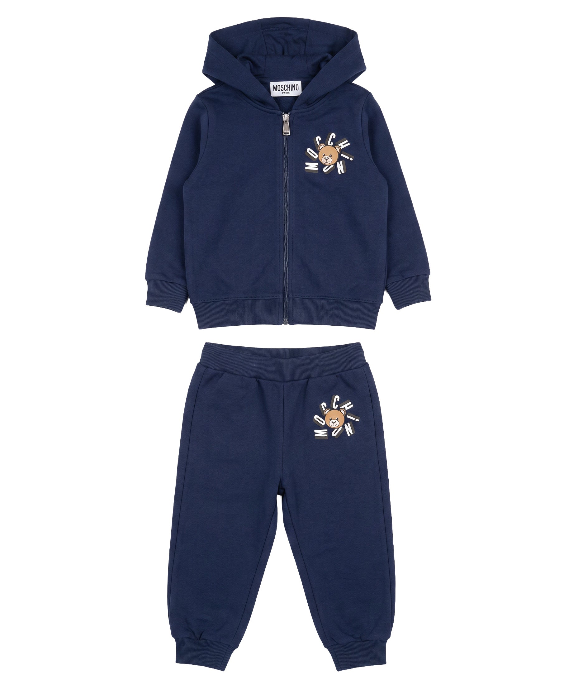 Moschino Kids Completo Felpa e Pantalone Blu Navy per Neonati
