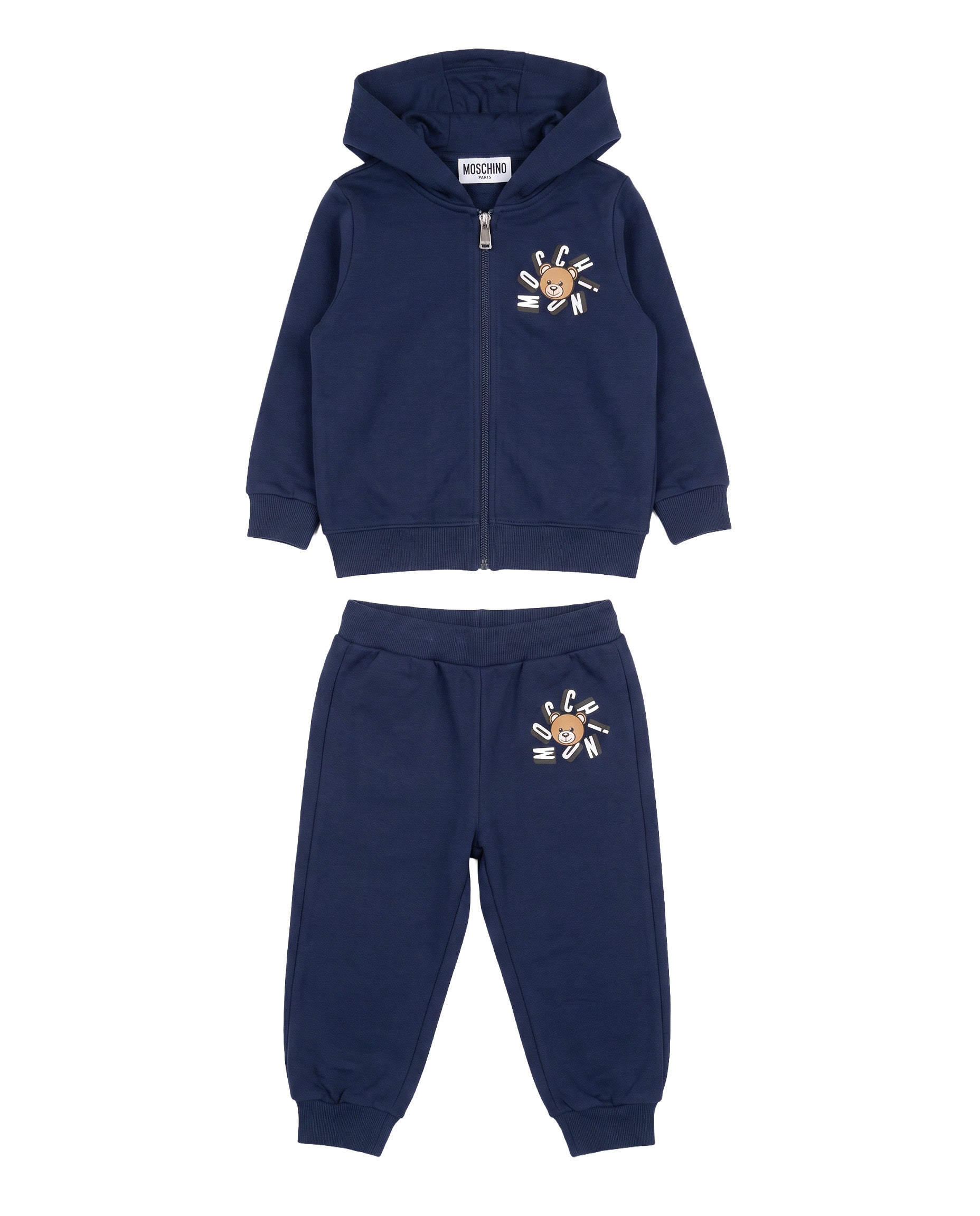 Moschino Kids Completo Felpa e Pantalone Blu Navy per Neonati