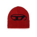 Diesel Kids Cappello Beanie Bordeaux con Intarso Oval D