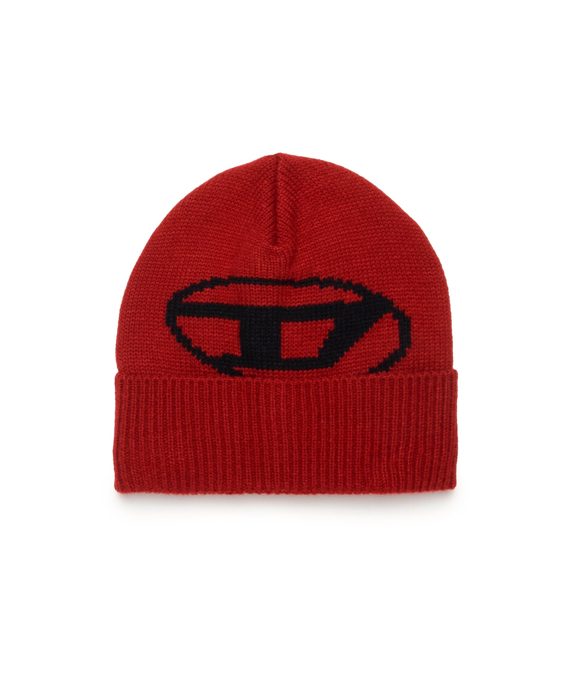 Diesel Kids Cappello Beanie Bordeaux con Intarso Oval D