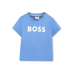 Boss Kids T-shirt Celeste con Logo per Neonati