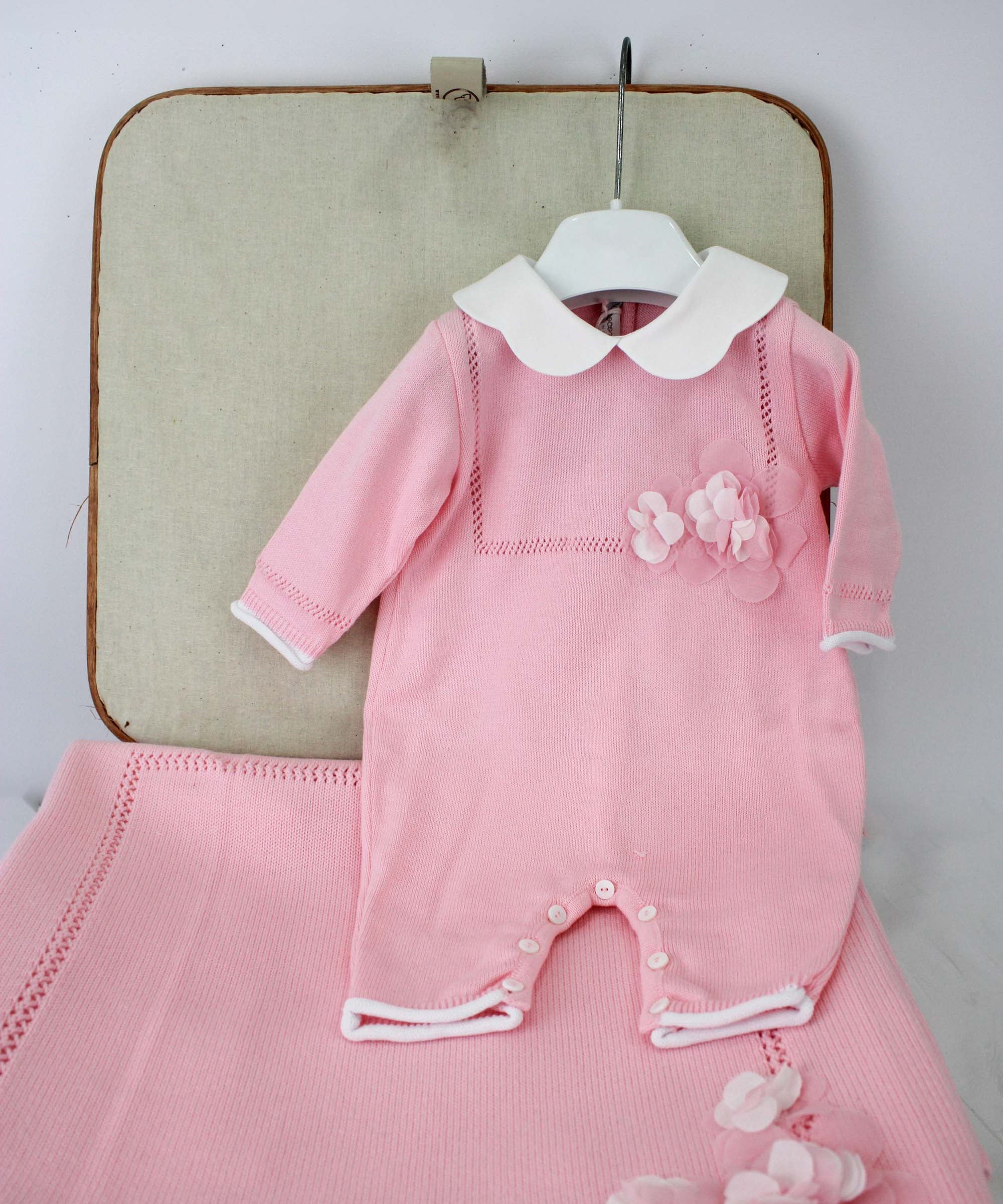 Le Coconne Tutina Rosa con Fiori per Neonate