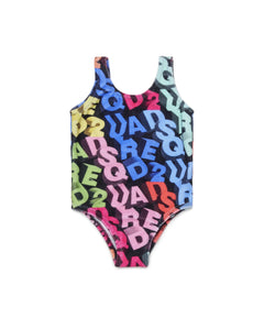 Dsquared2 Kids Costume Intero con Logo All-Over Multicolor per Neonate