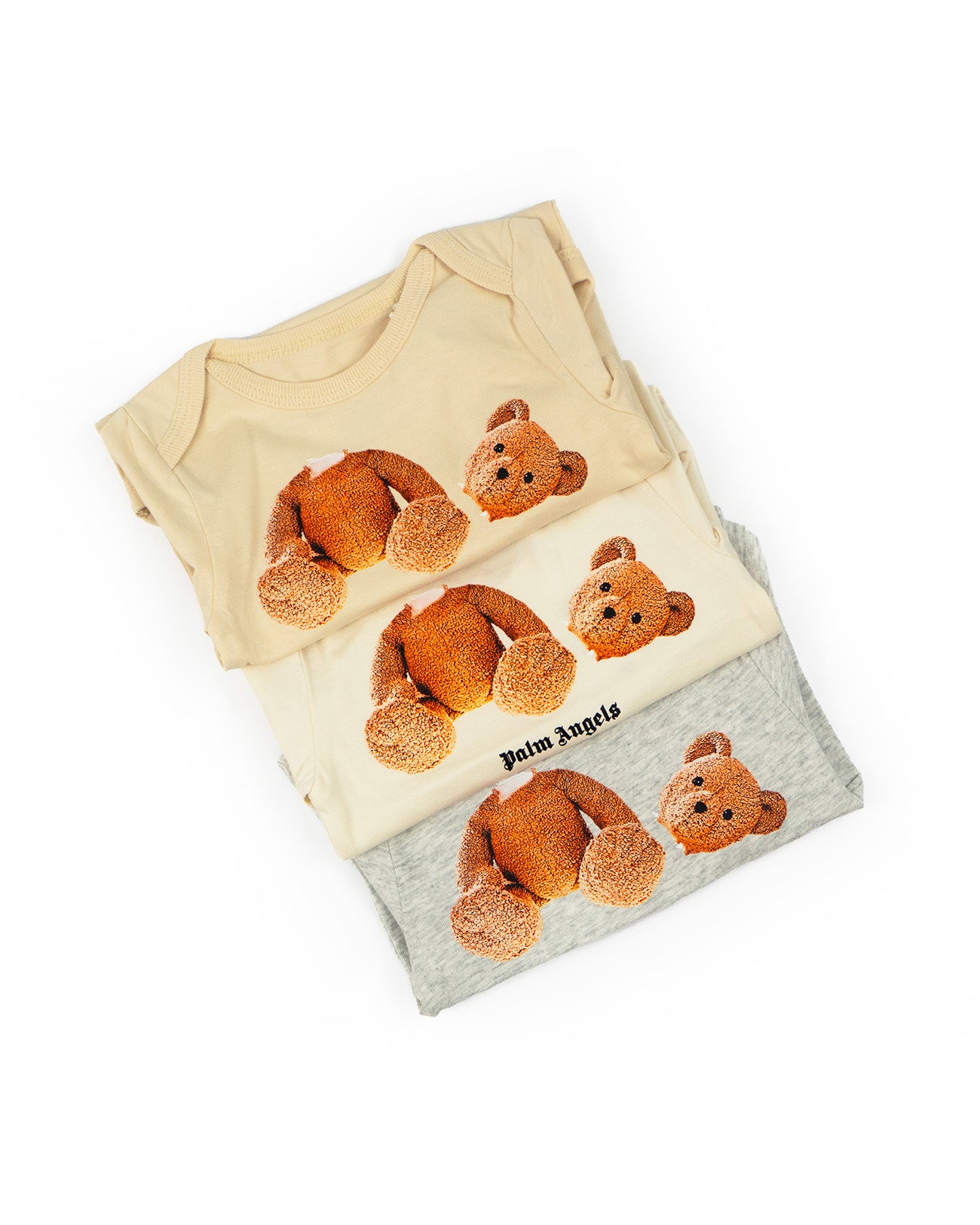 Palm Angels Kids Body Tri-Pack Bear Sabbia/Panna/Grigio Unisex