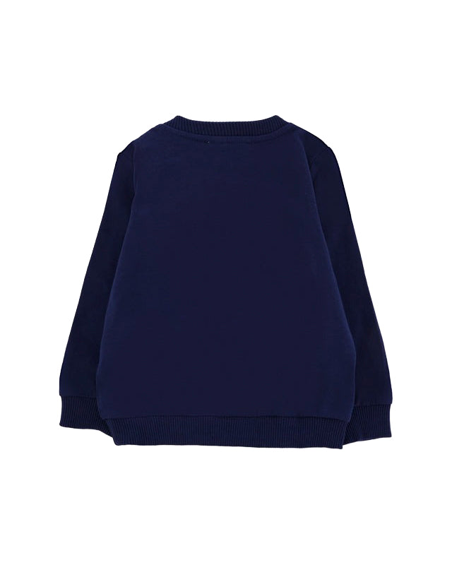 Moschino Kids Felpa Girocollo Blu Navy con Logo per Neonati