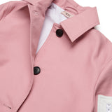 N21 Kids Trench Rosa con Dettagli Bianchi a Contrasto e Bottoni per bambine