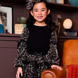 Angel's Face Kids Maglia Maniche Lunghe Leopardata Nera per Bambine