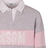Msgm Kids Felpa College Rosa/Grigio con Applicazione Logo per Bambine