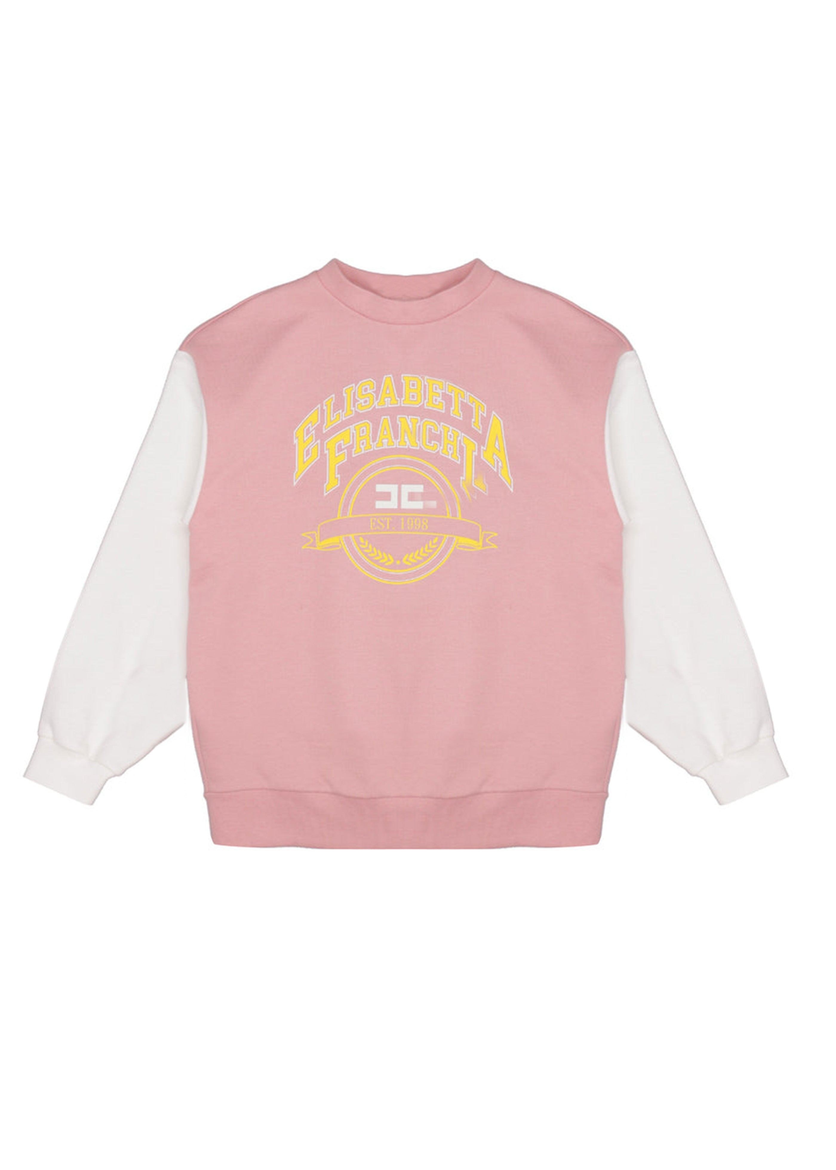 Elisabetta Franchi La Mia Bambina Felpa Rosa/Avorio con Stampa Logo per Bambine