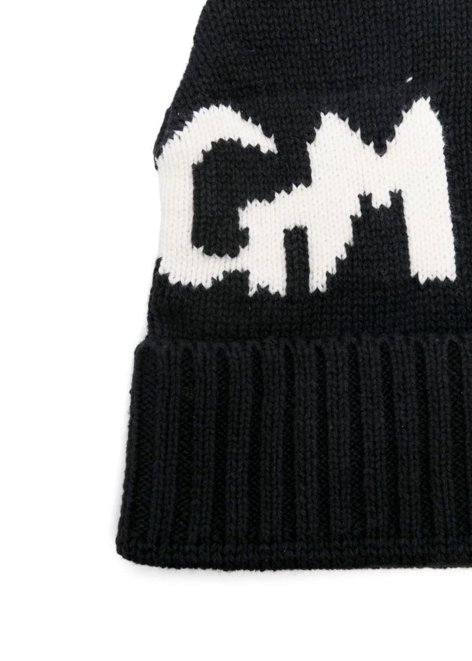 MSGM Kids Cappello Beanie Nero con Stampa per Bambine (dettaglio)