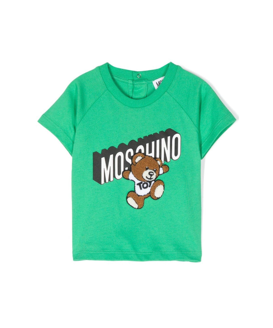 Moschino Kids T-shirt Verde Teddy Bear per Neonati