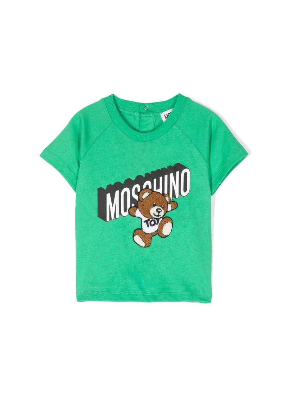 Moschino Kids T-shirt Verde Teddy Bear per Neonati