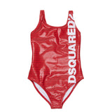 Dsquared2 Kids Costume Intero Rosso All-Over per Bambine