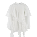 Pinko Kids Blusa Bianca con Rouches in Chiffon per Bambine
