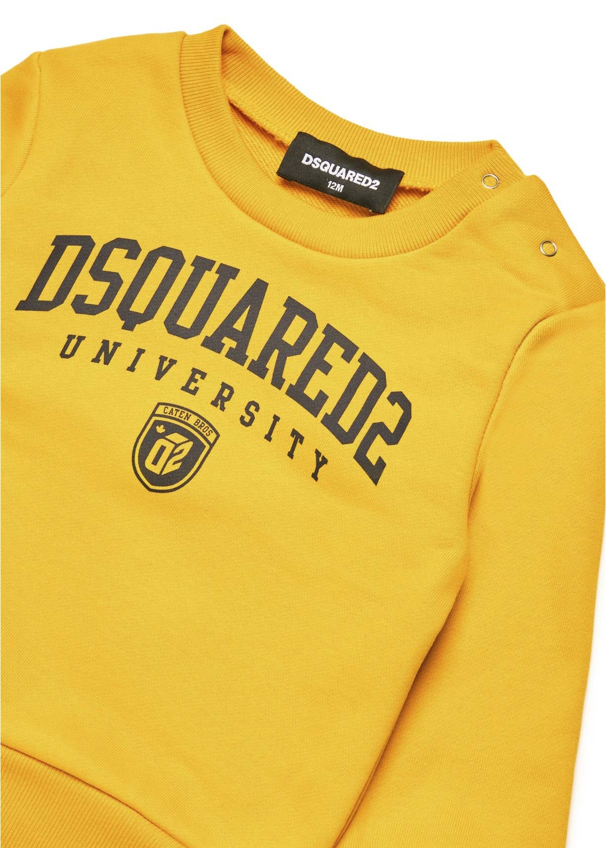 Dsquared2 Kids Felpa Girocollo Gialla con Stampa per Neonati dettaglio)