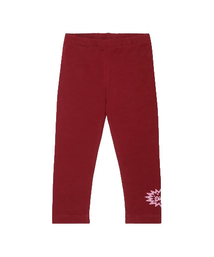 Diesel Kids Leggins Bordeaux con Logo per Neonate