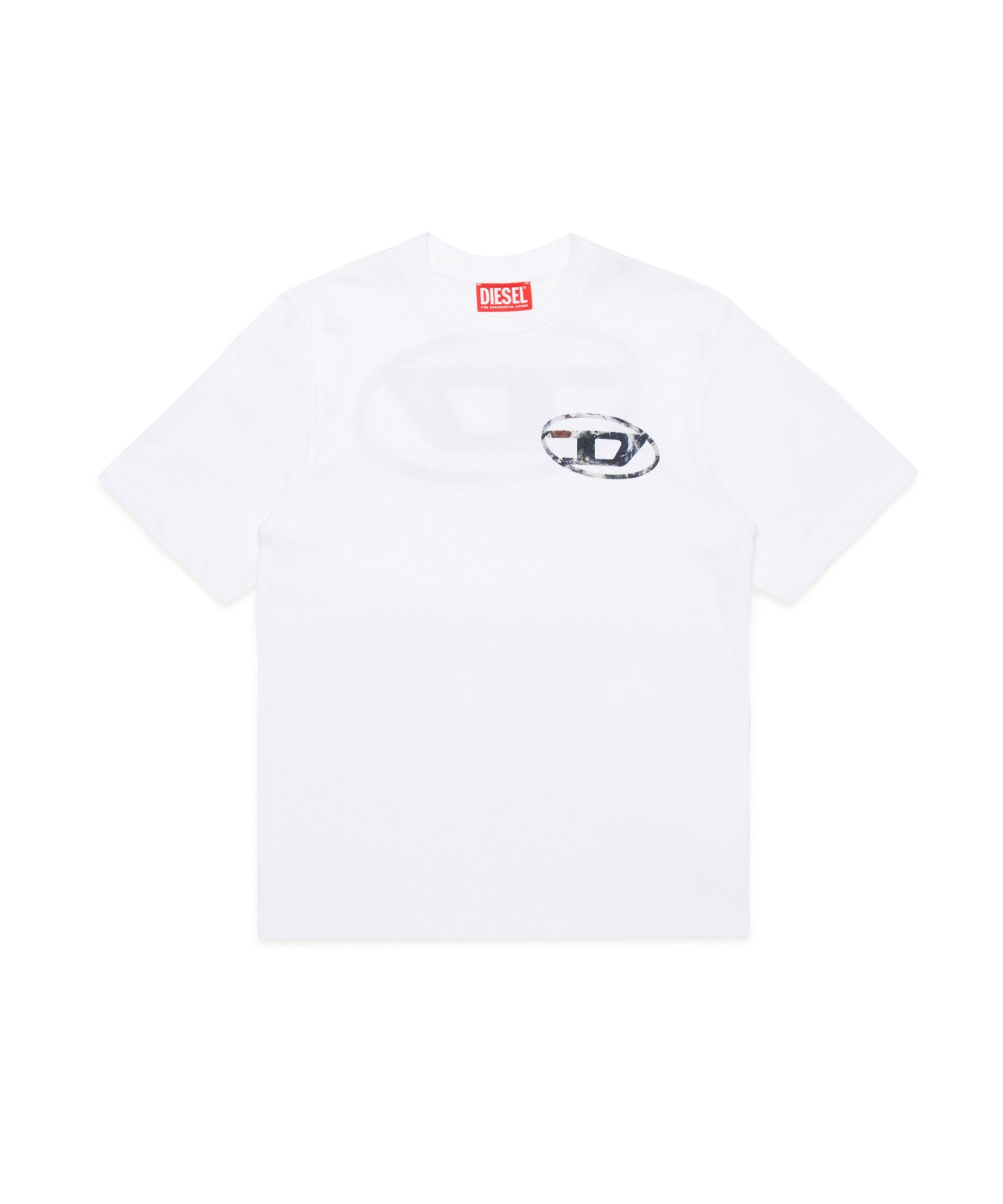 Diesel Kids T-shirt Bianca con Stampa Oval D per Bambini