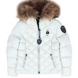 Blauer Kids Giubbino Bianco Blauer Lotus Junior Cappuccio con Pelliccia per Bambine