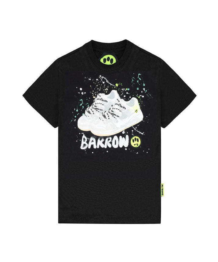 Barrow Kids T-shirt Nera con Stampa Shoes per Bambini (fronte)
