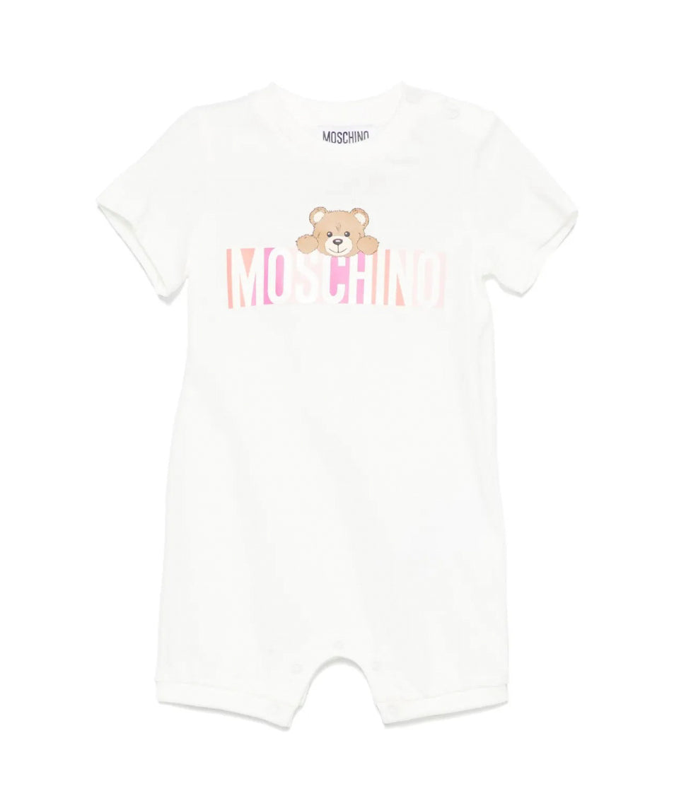 Moschino Kids Tutina Panna con Stampa Colorful per Neonate