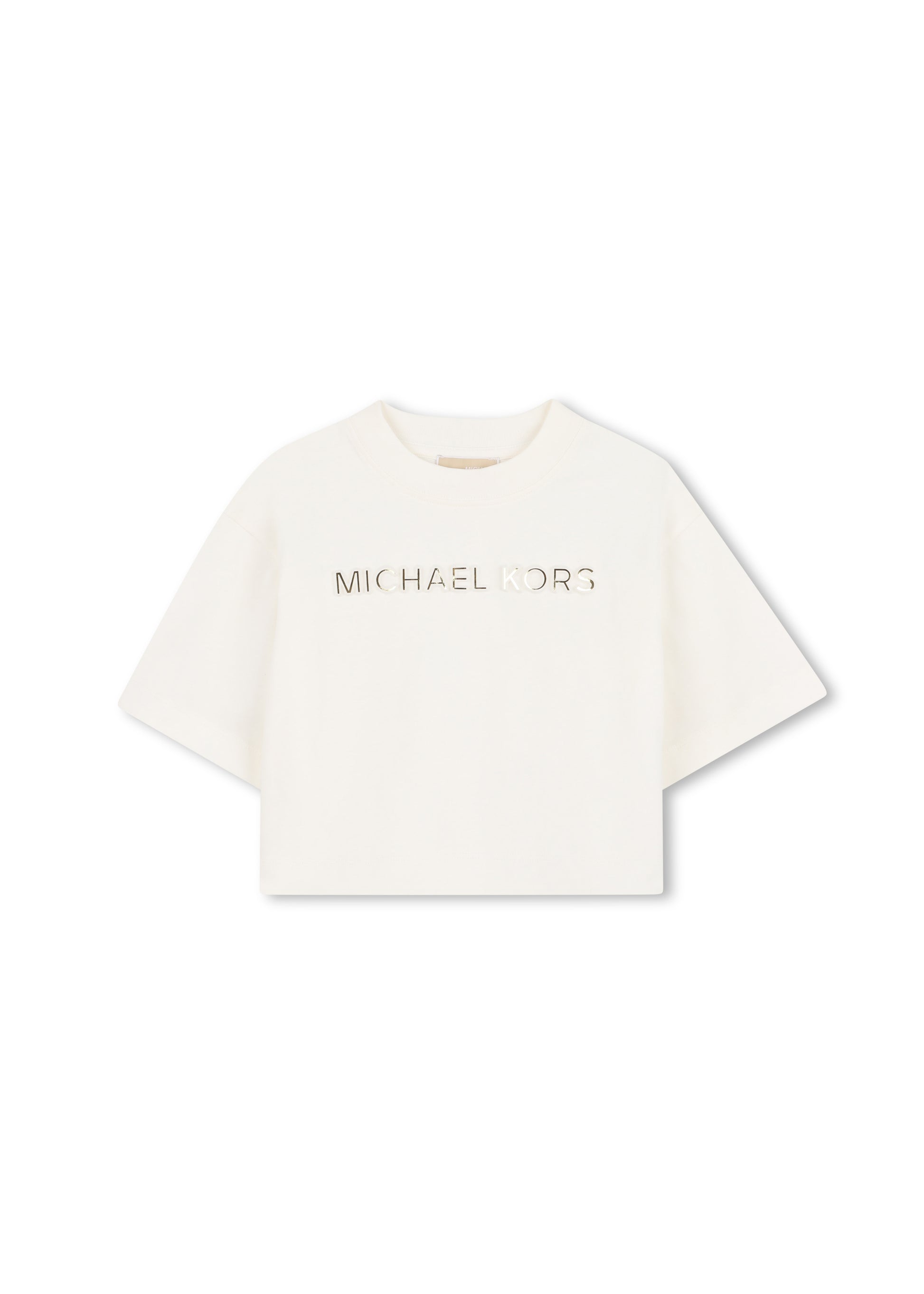 Michael Kors Kids T-Shirt Bianca con Logo Metallico Stampato