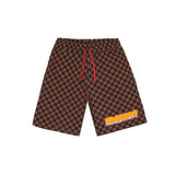 Sprayground Kids Bermuda Marrone a Scacchi con Stampa Logo per Bambini
