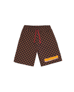 Sprayground Kids Bermuda Marrone a Scacchi con Stampa Logo per Bambini