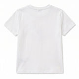 Elisabetta Franchi La Mia Bambina T-Shirt Avorio con Logo Strass per Bambine