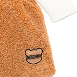 Moschino Kids Completo Gonna Salopette Peluche con T-shirt Panna per Neonate (dettaglio)