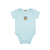 Moschino Kids Body Celeste con Stampa Logo Teddy per Neonati