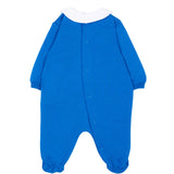 Moschino Kids Tutina Bluette con Colletto Bianco e Stampa Teddy Bear con Logo per Neonati